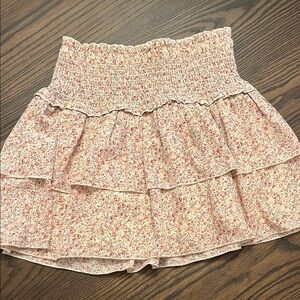 Katie J NYC Floral Tiered Skirt - Pink and White